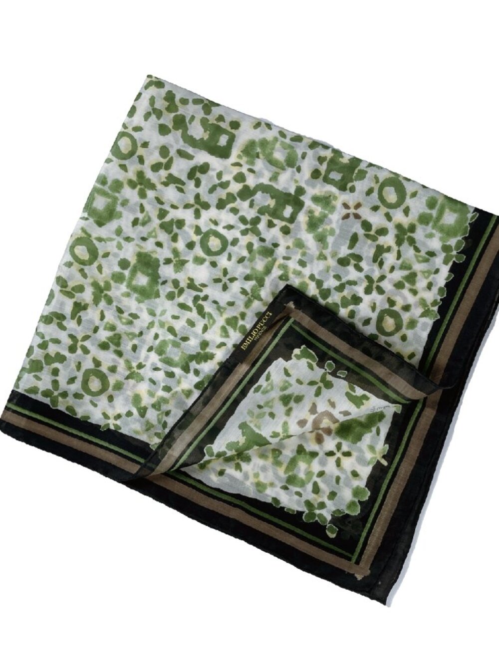 Vintage Emilio Pucci Scarf Green Abstract Floral Geometric Print